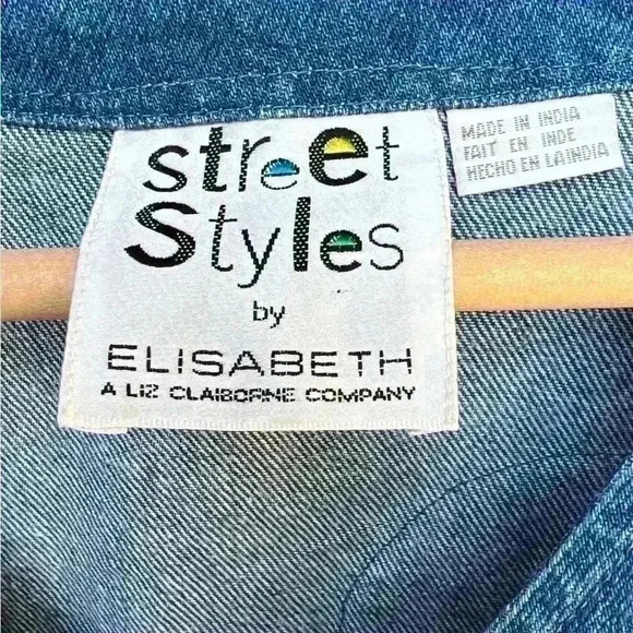 90s Vintage Street Styles by Elizabeth Oversized Denim Collared Vest w/ Patches - Picture 4 of 11